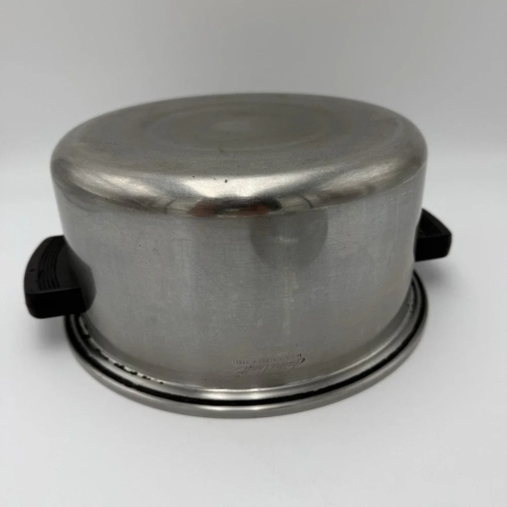 Vtg Lustre Craft Stainless Steel Stock Pot 6 Qt 18-8 3 PLY Dutch Oven W/ Lid
